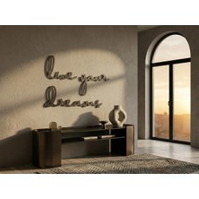 Mova Dizayn Modern Metal Live Your Dreams Yazılı Duvar Tablosu Motivasyonel Salon Ofis Yatak Odası Duvar Dekoru