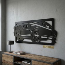 Mova Dizayn Modern Çerçeveli Klasik Mustang Araba Silüetli Estetik Metal Duvar Panosu