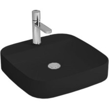 Newarc Loft Tezgah Üstü Batarya Delikli Lavabo Parlak Siyah