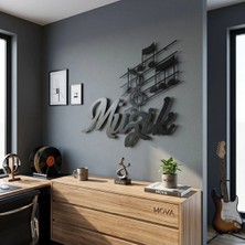 Mova Dizayn Modern Kaligrafi Müzik Yazılı ve Notalı Estetik Metal Duvar Panosu