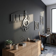 Mova Dizayn Modern Piyano Tuşlu ve Sol Anahtarı Motifli Estetik Metal Duvar Panosu