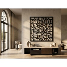 Mova Dizayn Modern Metal Soyut Kıvrımlı Desenli Duvar Tablosu Kare Çok Parçalı Görünümlü Salon Ofis Duvar Dekoru