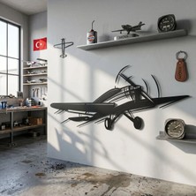 Mova Dizayn Modern Pervaneli Retro Uçak Silüetli Estetik Metal Duvar Panosu