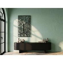 Mova Dizayn Modern Dikey Sıralı Orman ve Sık Dal Motifli Estetik Metal Duvar Panosu