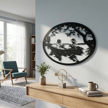 Mova Dizayn Modern Oval Sandalda Romantik Çift Motifli Estetik Metal Duvar Panosu