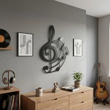 Mova Dizayn Zarif Müzik Temalı Dairesel Çizgisel Tasarımlı Modern Metal Duvar Sanatı