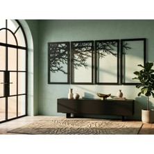 Mova Dizayn Modern 4 Parçalı Ağaç Dalı Motifli Estetik Metal Duvar Panosu