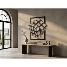 Mova Dizayn Modern Metal Rubik Küp Tasarım Duvar Tablosu 3D Geometrik Salon Ofis Duvar Dekoru