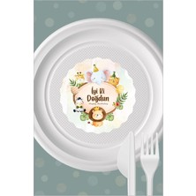 Neşeli Günlerim Safari Party Teması Tabak Sticker (Etiket) 15'li * Yapışkanlı Kağıt