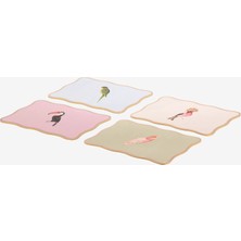 Yvonne Ellen Animals Kuşlu Pembe Mantar Dörtlü Amerikan Servis 32X24,5 cm