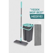 Premini 11 Litre Temiz-Kirli Su Hazneli Mikrofiber Düz Mop Seti 360° Döner Başlık