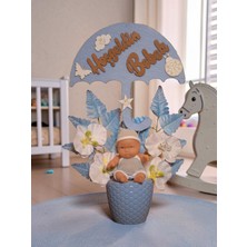 Yeni Doğan Erkek Bebek Hediyelik Figürlü Masa Üstü Aranjman - Baby Shower & Doğum Tebrik Süslemesi