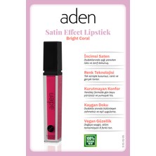 isiltikidsmoda Aden Satin Effect Lipstick - Saten Etkili Likit Ruj 05 Bright Coral(Parlak Mercan)