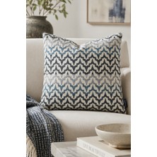 Fuly Consept Mavi Gri Rhythmweave Chevron Desenli Dekoratif Kırlent Kılıfı