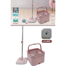 Premini Kare Spin Mop Set, Mikrofiber Döner Temizlik, 1+1 Renkli ve Pratik