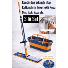 Premini Katlanabilir Sıkmalı ve Kendini Temizleyen Mop Paspas Seti + Tutacak