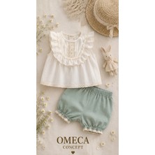 Omeca Concept Kız Bebek Güpür Detaylı %100 Pamuk 2'li Şort Takım