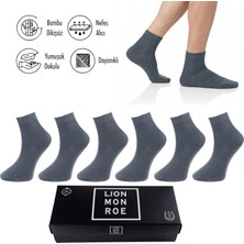 Lion Monroe Saf Bambu Erkek Yarım Konç Düz Füme Çorap Dikişsiz Premium Kutulu 6'lı L5952AZNP Softaura