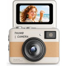 Cepaks Thumb Camera Retro Mini Dijital Kamera Katlanır Ekranlı 1080P Video Fotoğraf Çekimi Tf Kart Destekli Type-C Şarjlı