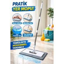 Premini Xl Tembel Mop Basmalı Sistem, Kullan-At Bez ve Mikrofiber Uyumlu Temizlik Mopu