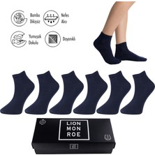 Lion Monroe Saf Bambu Erkek Yarım Konç Düz Lacivert Çorap Dikişsiz Premium Kutulu 6'lı L5952AZNP Softaura