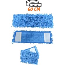 Premini Mikrofiber Mop Ucu, Paspas Yedek Başlık, Mavi, 60 cm