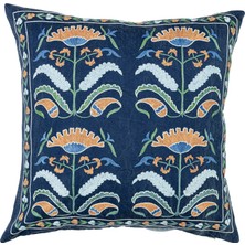 Soho Antiq Aria Lacivert Çiçek Desenli Suzani Kırlent 50X50 cm