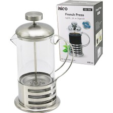 Vanch FRENCH PRESS METAL KAFES - METAL KAPAK 800ML CAM BİTKİ SÜZGEÇİ (5264)