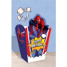 Neşeli Günlerim Spiderman Örümcek Adam Temalı Doğum Günü Seti * Popcorn (Mısır) Kutusu *8'li