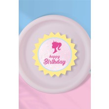 Neşeli Günlerim Pembe Kız Temalı Tabak Sticker (Etiket) 15'li * Yapışkanlı Kağıt