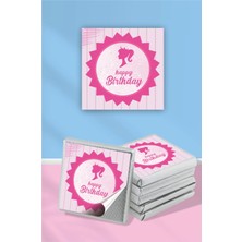 Neşeli Günlerim Pembe Kız Temalı Çikolata Etiketi * Sticker * 60 Adet 4x4 cm