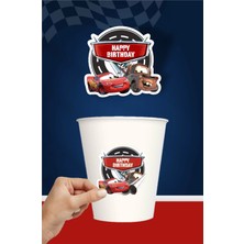 Neşeli Günlerim Şimşek Mcqueen Cars Temalı Doğum Günü Seti Sticker (Etiket) 20 'li