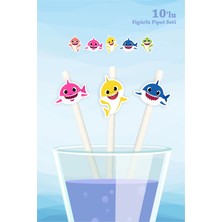 Neşeli Günlerim Baby Shark Temalı 10'lu Figürlü Pipet Seti
