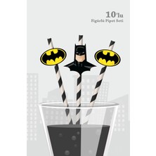 Neşeli Günlerim Batman Temalı Doğum Günü Parti Malzemeleri Seti 10'lu Figürlü Pipet
