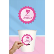 Neşeli Günlerim Pembe Kız Temalı Sticker (Etiket) ** Yapışkanlı Kağıt