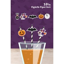Neşeli Günlerim Halloween Cadılar Bayramı Temalı 10'lu Figürlü Pipet Seti