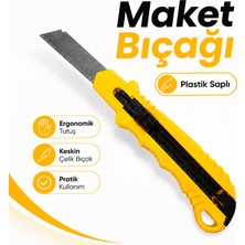 Badem10 Plastik Maket Bıçağı Sarı Hafif Gövdeli Kağıt Karton Koli Kesme ve Paket Açma Aleti