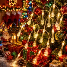 Kuzey Oyuncak Yüksek Kalite Profesyonel Su Damlası Gün Işığı LED Işık 7 Metre 49LED 220V Eklemeli Noel Ağacı Işığı