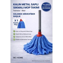 Premini Yedekli 3’lü Mikrofiber Mop Seti, Kalın Metal Saplı, Pratik Temizlik Takımı