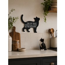 Marlith Home Meraklı Kedi Duvar Dekoru Mdf Ahşap Duvar Süsü Dekoratif Tablo Kitchen Yazılı 35X30 cm