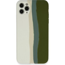 Freedom Storee Apple Iphone 11 Pro Kılıf Ebruli Lansman Silikon - Beyaz-Yeşil