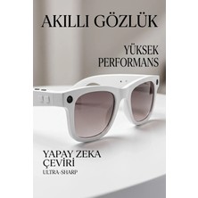 Gees Global Beyaz Aı Akıllı Gözlük No 13 Kameralı Bluetooth Birinci Şahıs Çekim Kamera Mikrofon ve Hopa