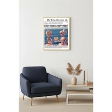 Huhuli Doğal Ahşap Çerçeveli Retro Kadın Portresi Tablo - Vintage Dostluk Teması | HUHU2230