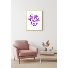 Huhuli Doğal Ahşap Çerçeveli Retro Pop Art Tablo - Girls Don't Cry Mor | HUHU2831