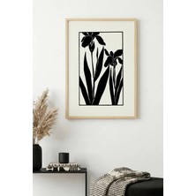 Huhuli Doğal Ahşap Çerçeveli Çiçek Desenli Tablo - Minimal | HUHU1325