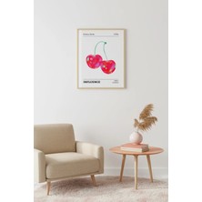 Huhuli Doğal Ahşap Çerçeveli Retro Pop Art Tablo - Canlı Çilek Desenli | HUHU2847