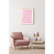 Huhuli Doğal Ahşap Çerçeveli Retro Yapraklı Tablo - Pastel Bitki Desenli Sanat Tablo | HUHU2787
