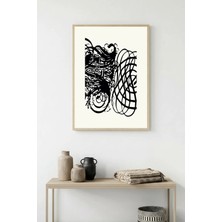 Huhuli Doğal Ahşap Çerçeveli Soyut Desenli Tablo - Minimal | HUHU1254