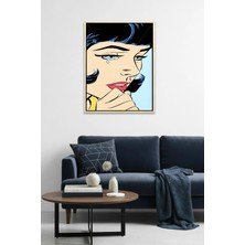 Huhuli Doğal Ahşap Çerçeveli Grafik Desenli Tablo - Pop Art | HUHU2032