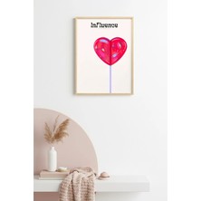 Huhuli Doğal Ahşap Çerçeveli Retro Kalp Tablo - Romantik Sevgi Teması | HUHU2387